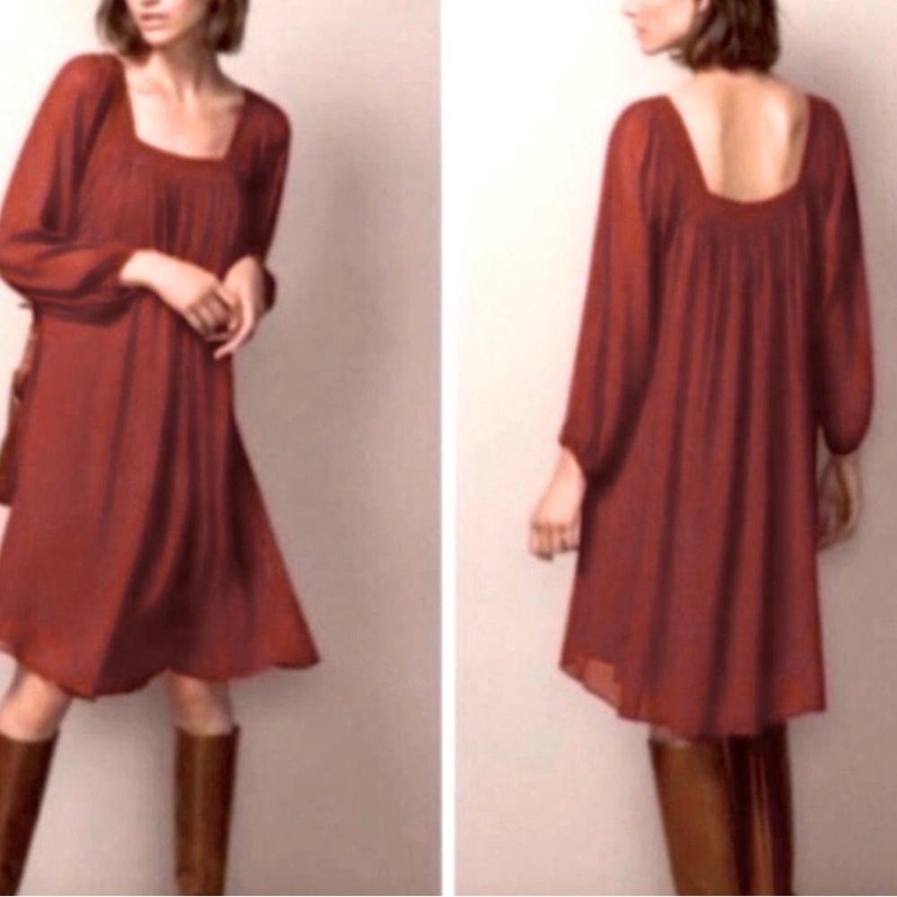 Massimo Dutti Rust Red Mini Dress